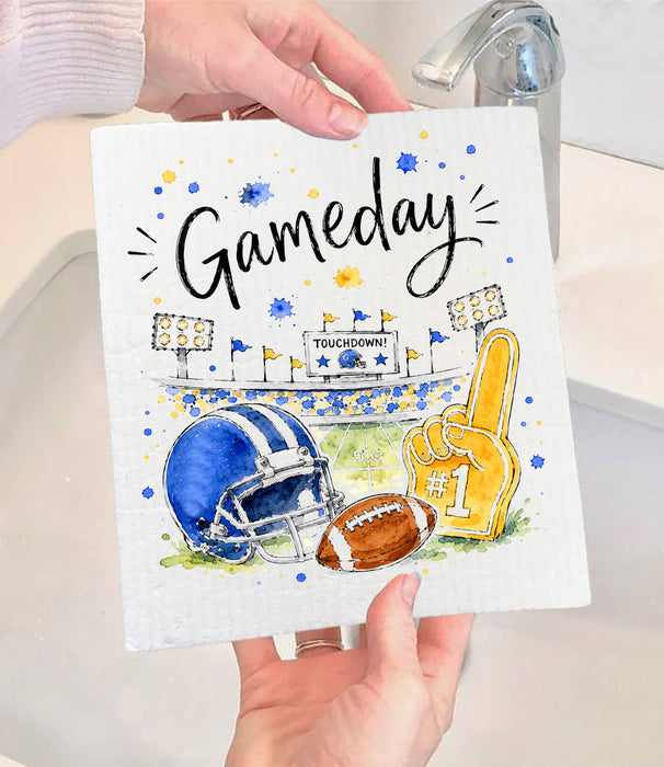 Gameday Football Royal Blue & Gold Swedish Dishcloth