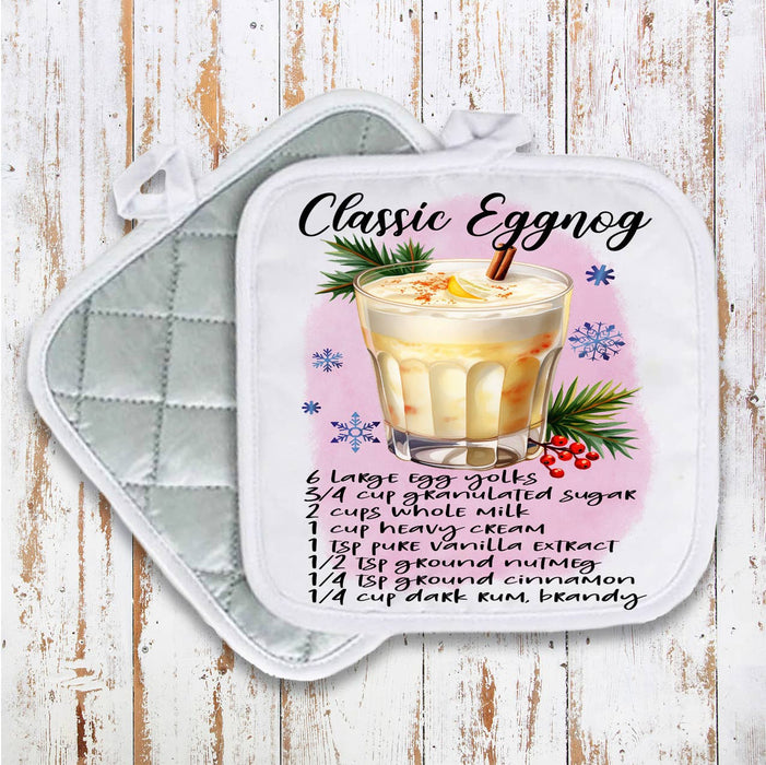 Christmas Cocktail Classic Eggnog Recipe Pot Holder