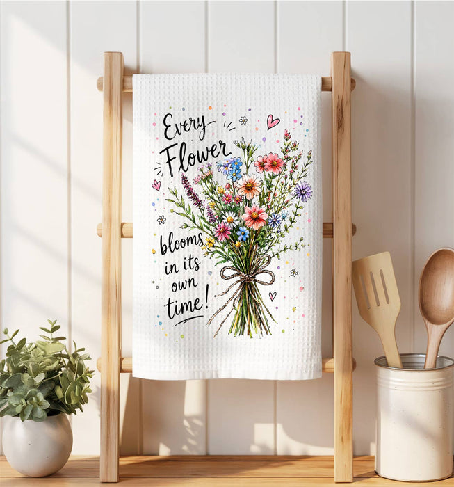Every Flowers Blooms its own Way Waffle Weave Towel