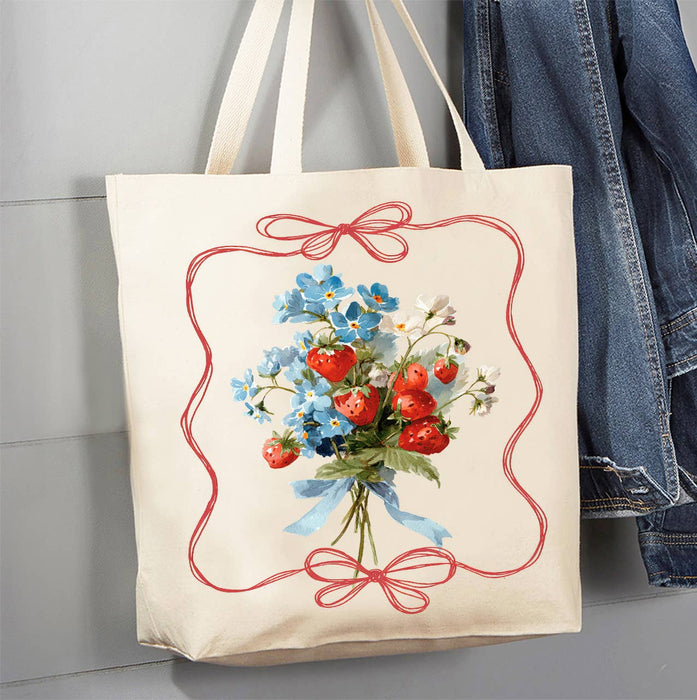 Vintage Strawberries Canvas Tote Bag