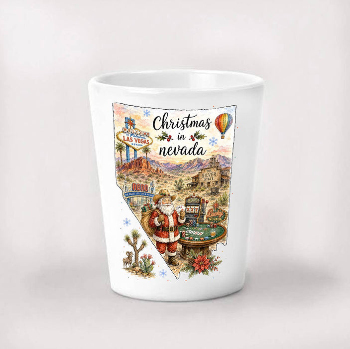 Christmas in Nevada State Map Shot Glass