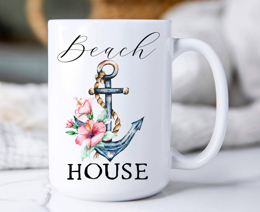 Beach House Boat Anchor Ocean Coffee Mug
