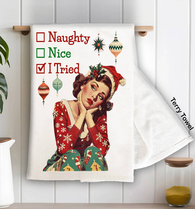 Merry Christmas Deer Red Cardinals Kitchen Terry Towel