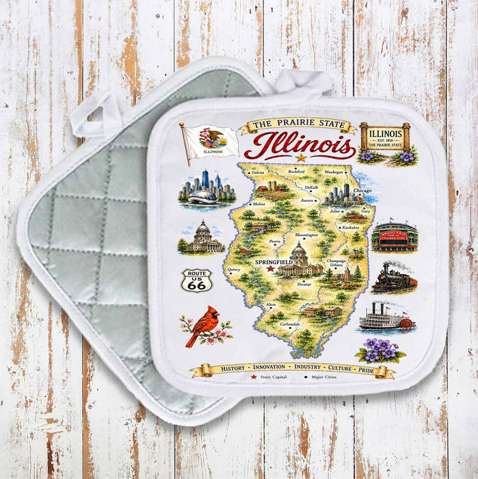 Illinois State Map Landmark Pot Holder