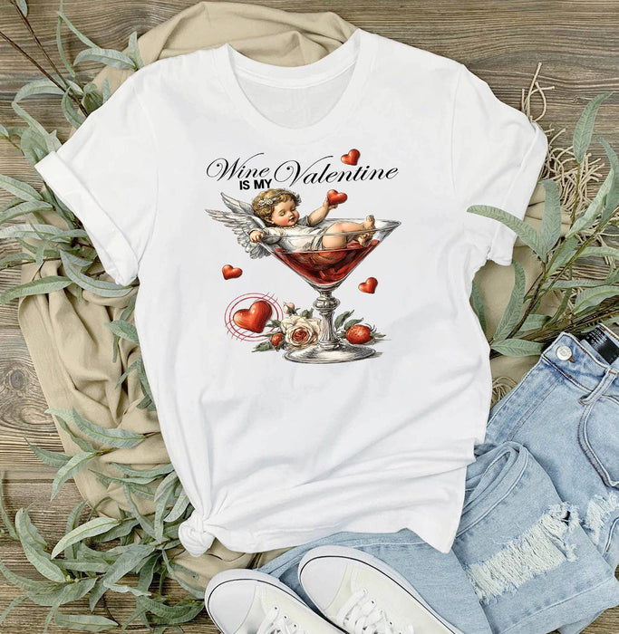 Wine is My Valentine Cupid T-Shirt