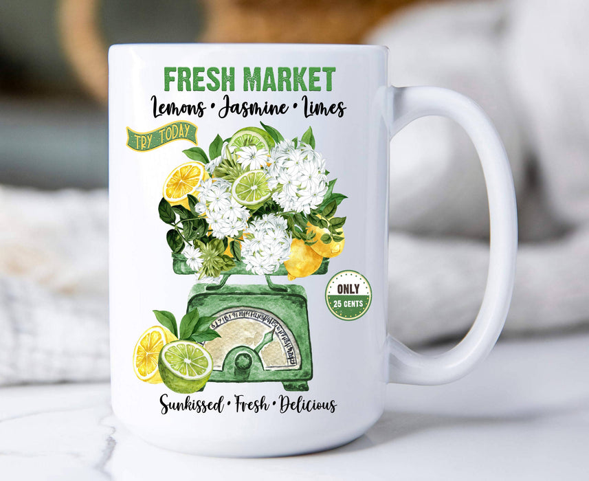 Fresh market Lemons Jasmine Limes 15 oz Coffee Mug