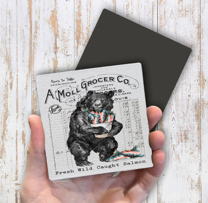 River to Table Bear and Salmon Magnet Fridge