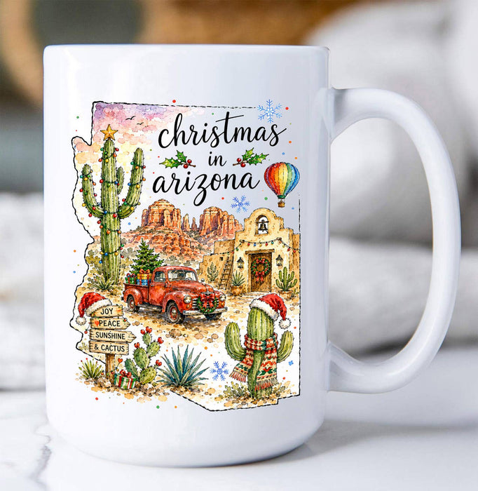 Christmas in Arizona State Map Coffee Mug