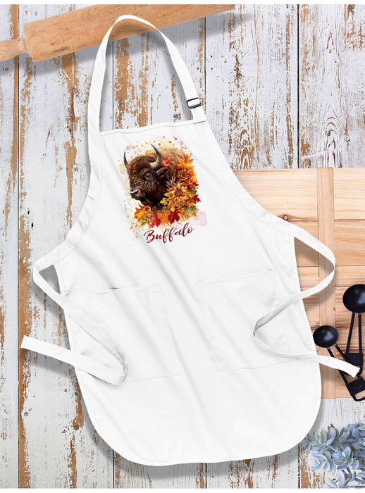 Autumn Fall Flowers Western Buffalo Apron