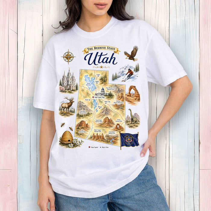 Utah State Map Landmark T-Shirt