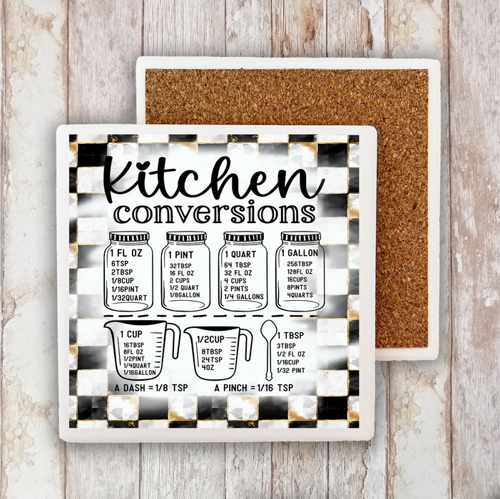 Checkered Kitchen Conversions Stone Coaster