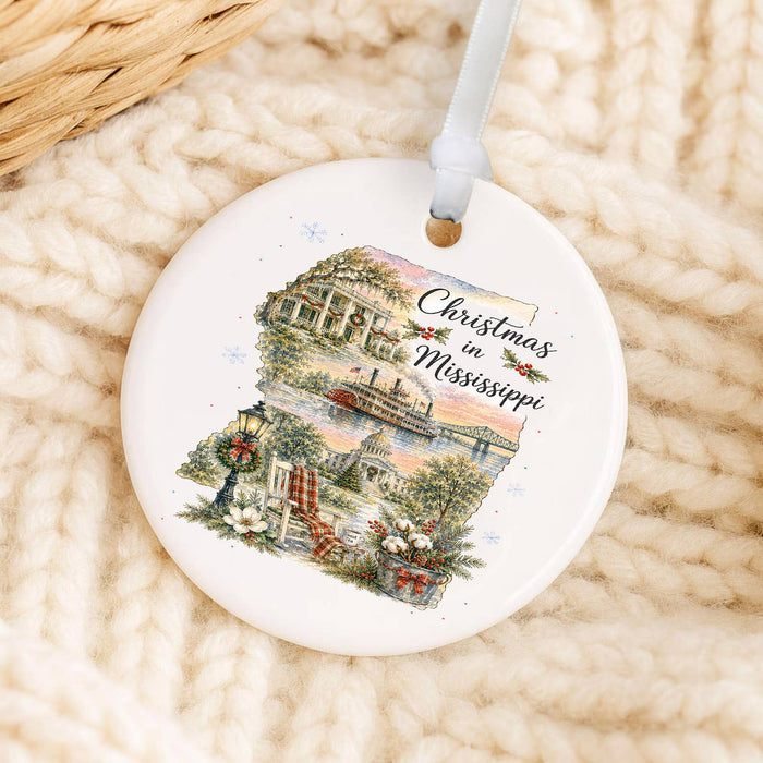Christmas in Mississippi State Map Ornament