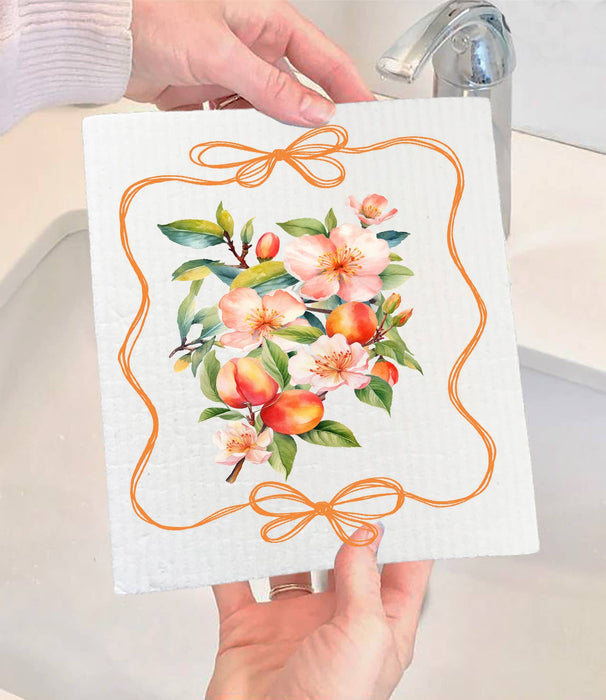 Vintage Peaches Swedish Dishcloth