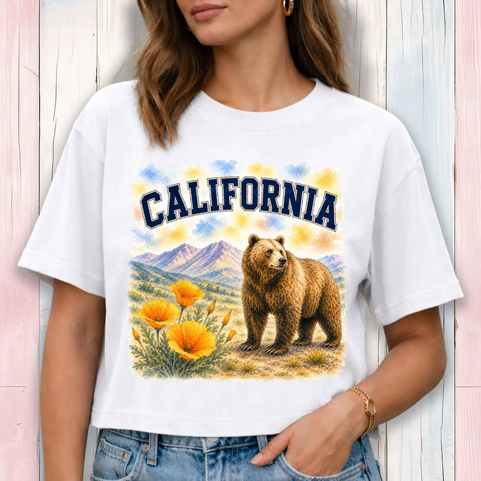 California State Bird and Animal Cropped T-Shirt