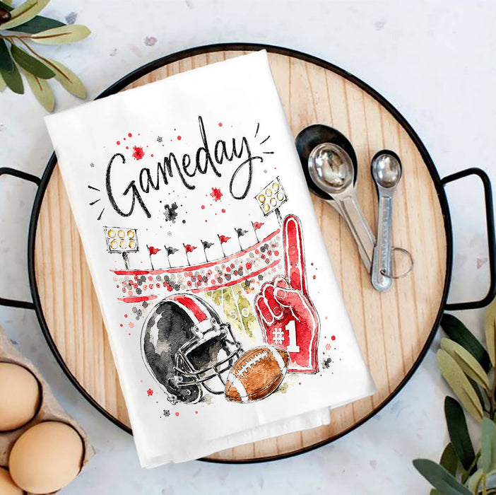 Gameday Football Black & Red Tea Towel