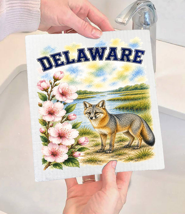 Delaware State Bird and Animal Swedish Dishcloth