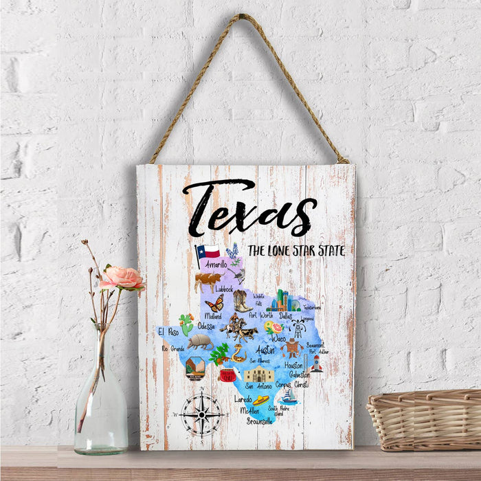 Texas State Map Souvenir  Wall Decor