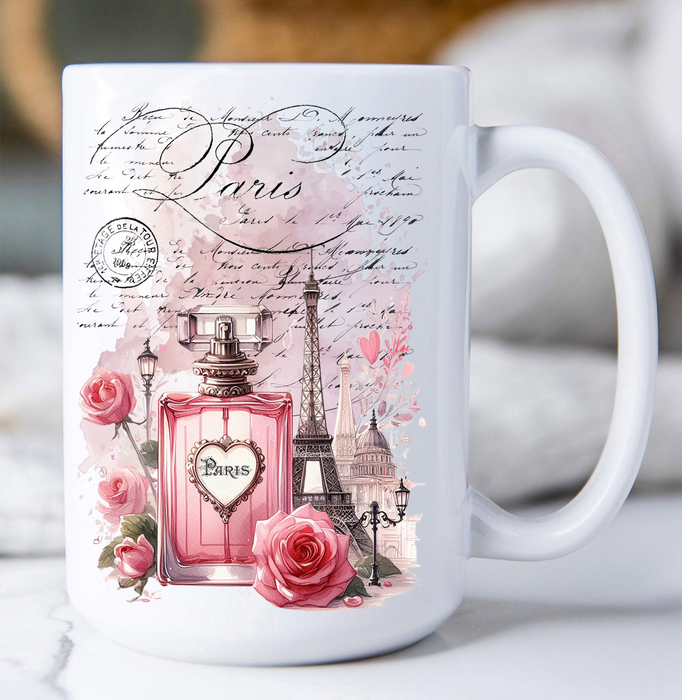 French Paris Perfume Roses Coffee Mug