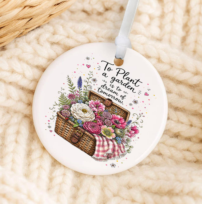 Plant a garden Flowers in basket Ornament