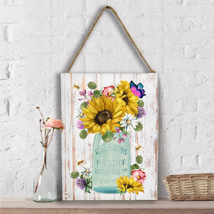 Country Mason Jar Sunflowers Wall Decor