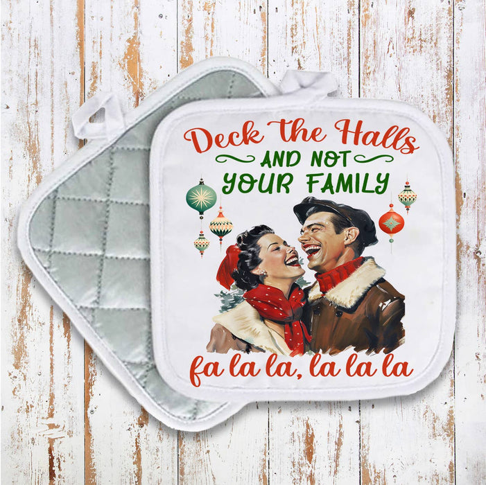 Christmas Funny Deck the Halls Pot Holder Oven Mitt