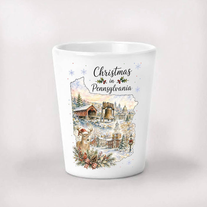 Christmas in Pennsylvania State Map Shot Glass