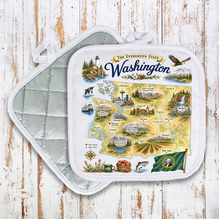 Washington State Map Landmark Pot Holder