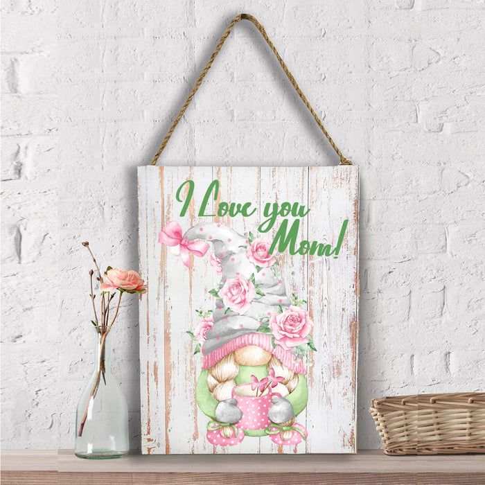 Mothers Day Gnome I Love Mom  Wall Decor