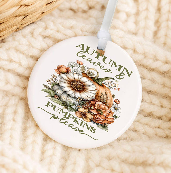 Autumn Leaves Pumpkins Please Ornament