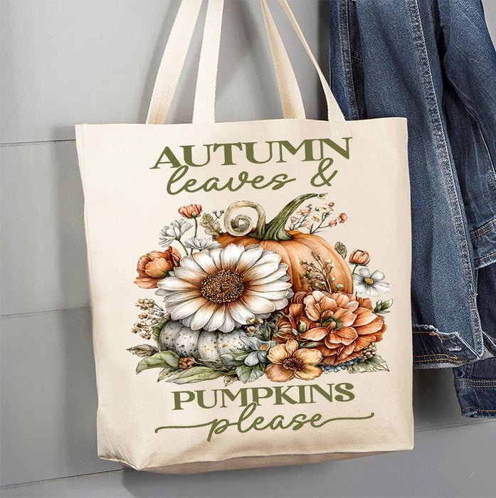 Autumn Leaves Pumpkins Please  Canvas Tote Bag