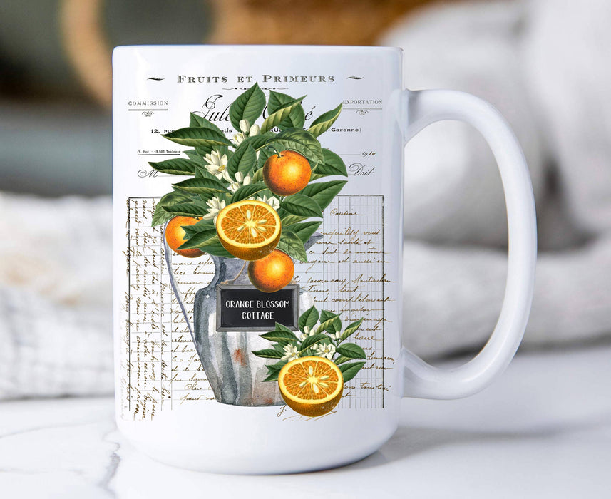 Vintage Orange Blossoms Cottage 15 oz Coffee Mug