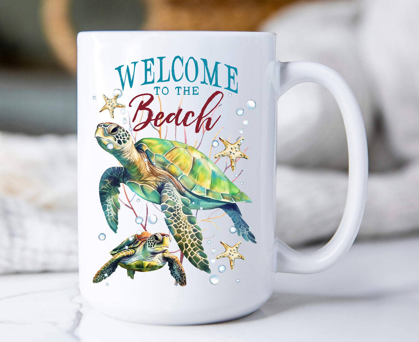 Coastal Sea Turtle Welcome to the Beach Coffee Mug