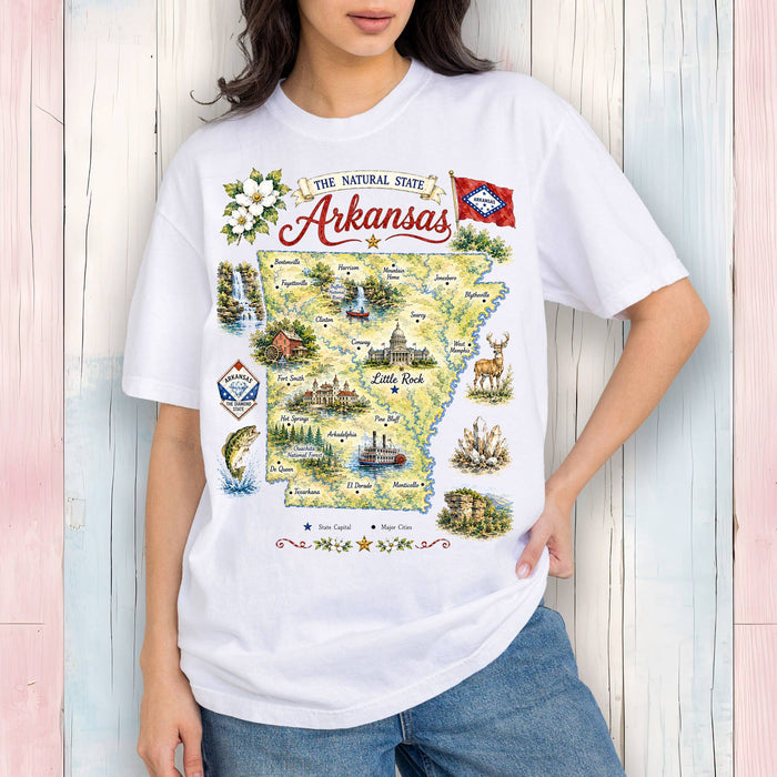 Arkansas State Map Landmark T-Shirt