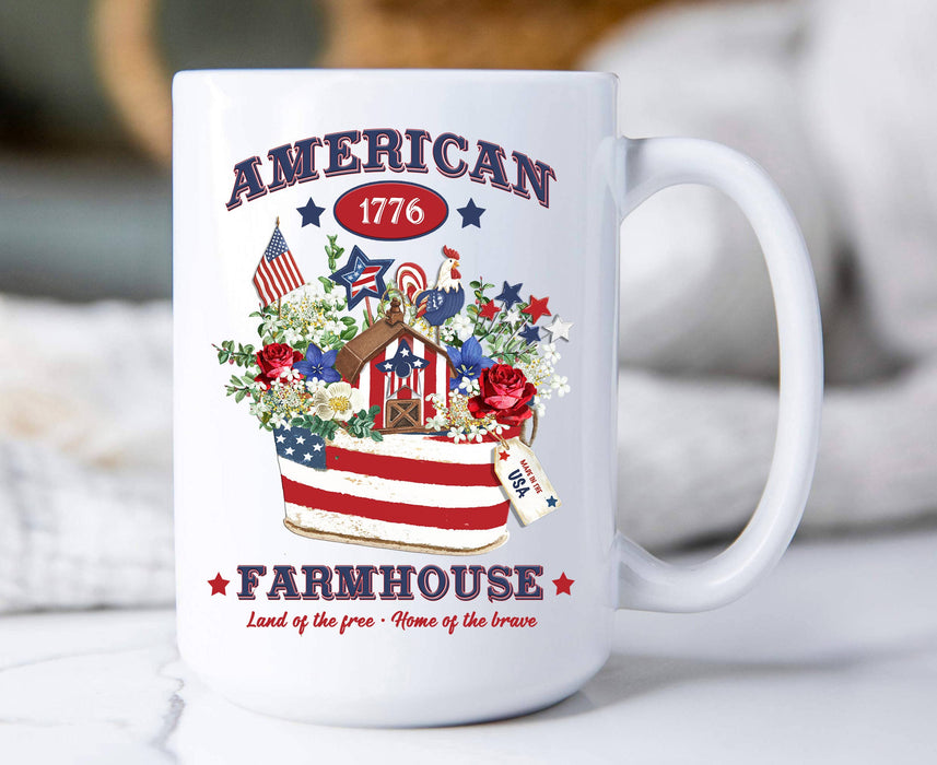 American Patriotic Farmhouse Flowers Coffee Mugs
