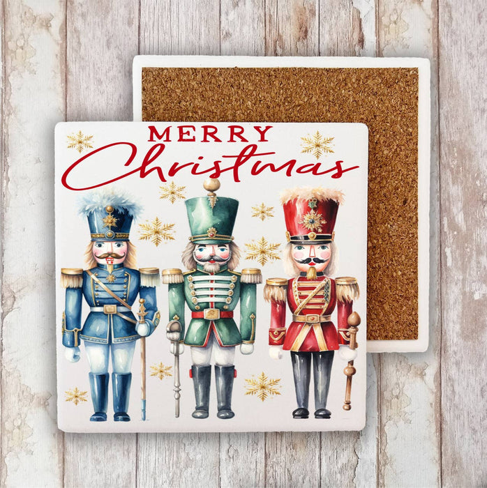 Merry Christmas Holiday Nutcrackers Stone Coaster