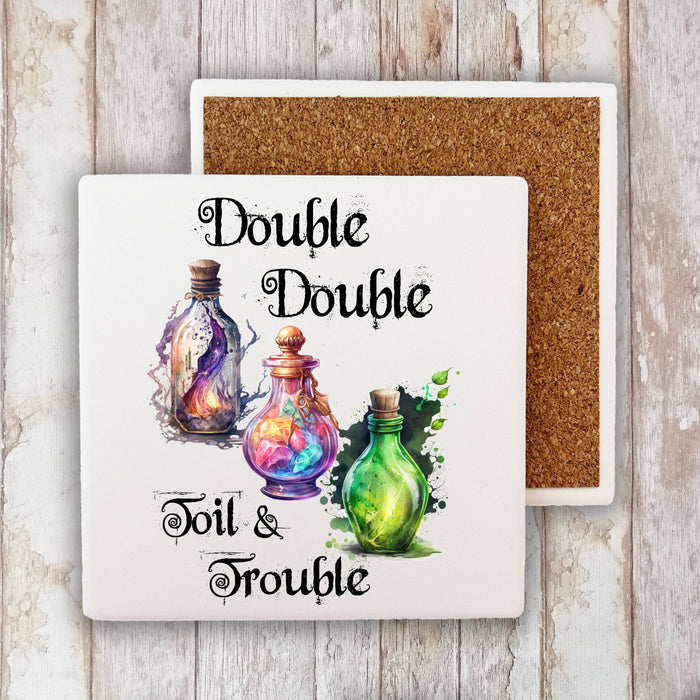 Halloween Double Toil & Trouble Stone Coaster