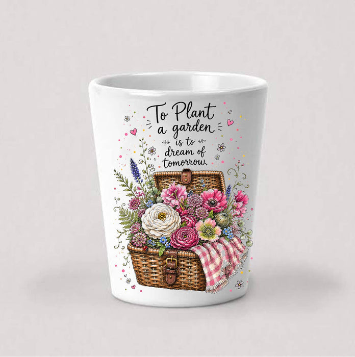 Plant a garden Flowers in basket Shot Glass