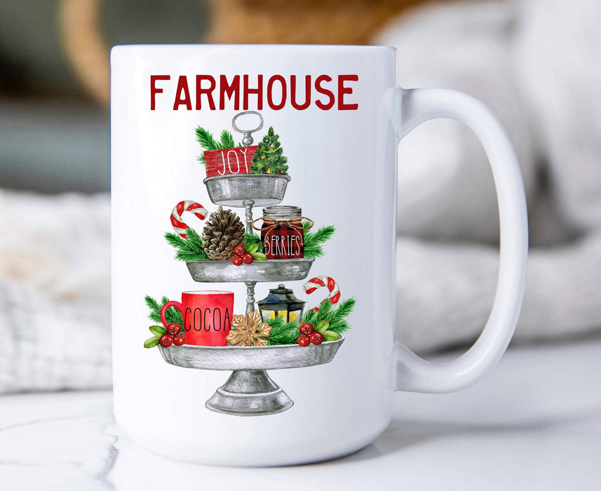 Farmhouse Christmas 3 Tiered Dish Coffee Mugs