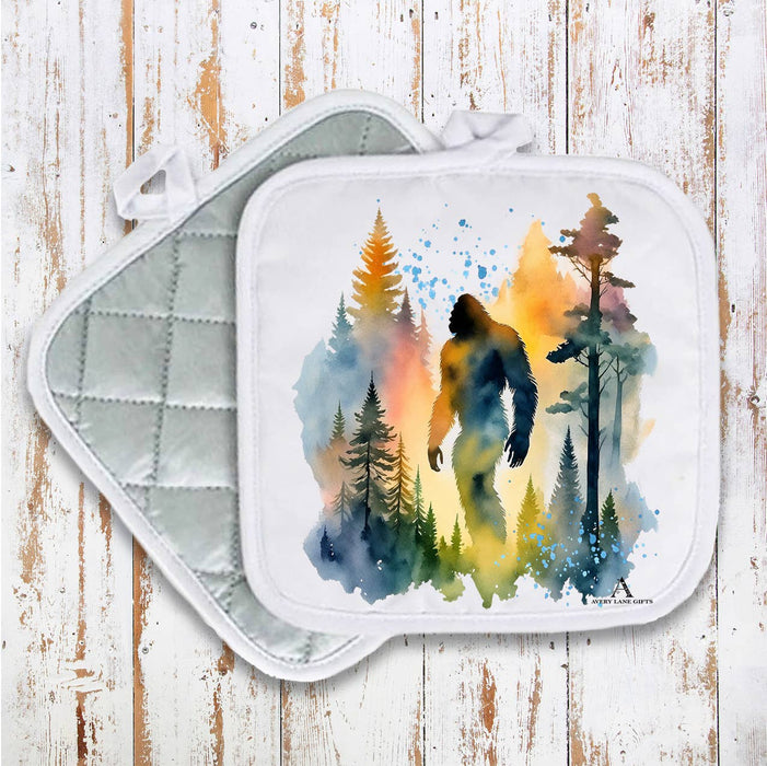 Sasquatch Big Foot Watercolors Pot Holder Oven Mitt