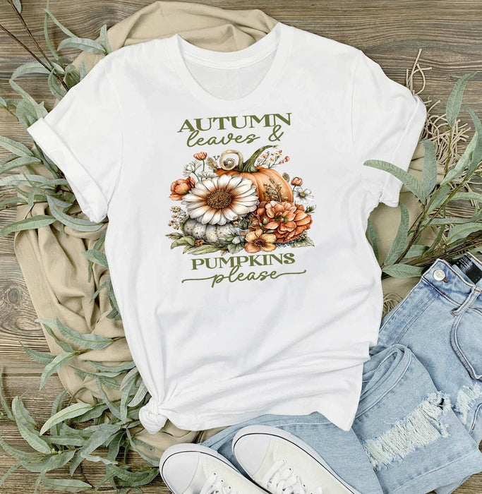Autumn Leaves Pumpkins Please  T-Shirt