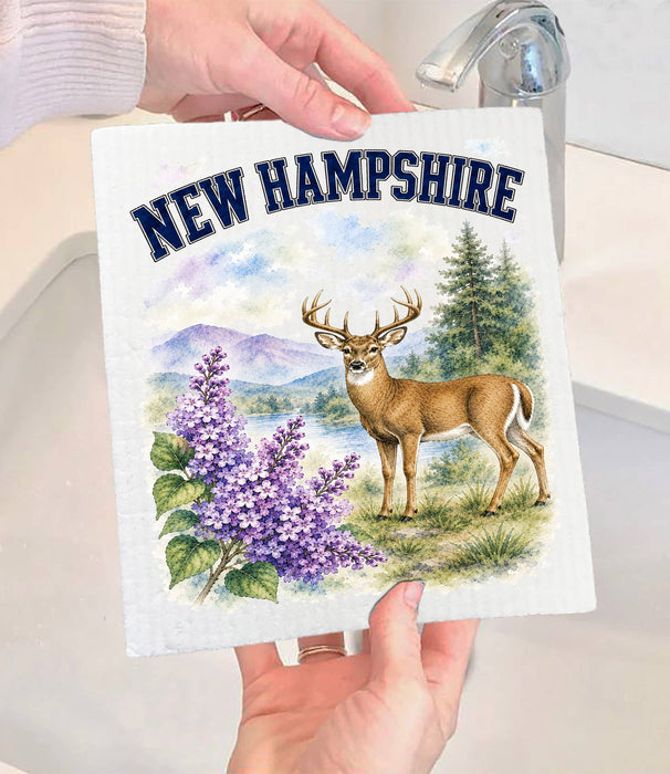 New Hampshire State Bird and Animal Swedish Dishcloth