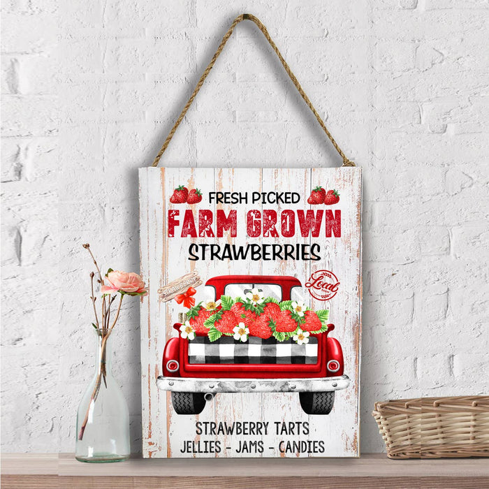 Country Farm Fresh Strawberries Red Truck Wall Decor