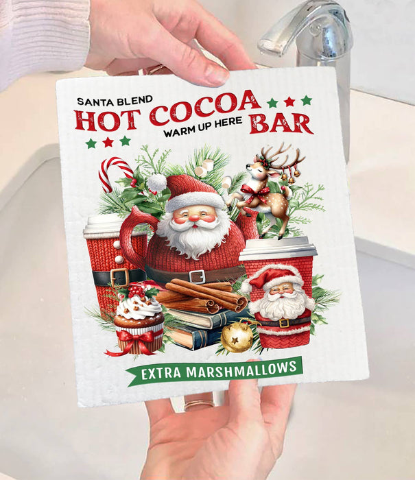 Christmas Santa Hot Cocoa Bar Swedish Dishcloth