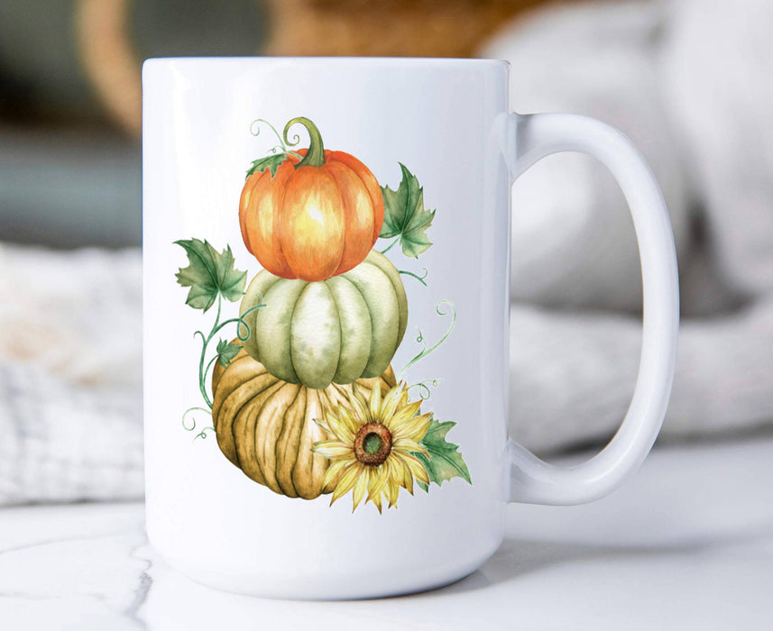 Fall Autumn Farmer Stack Pumpkin Coffee Mugs