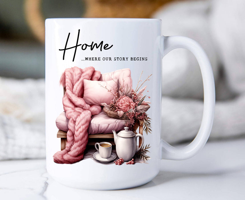 Home where our story begins 15 oz Coffee Mug