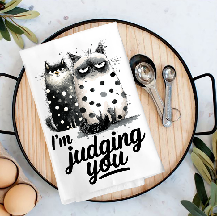 Cat I'm Judging You Tea Towel