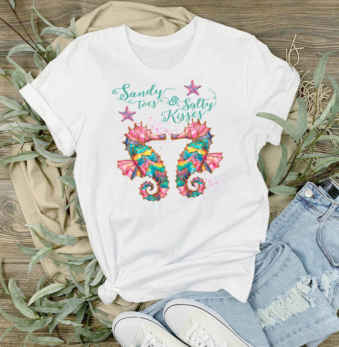 Seahorses Sandy Toes Salty Kisses T-Shirt