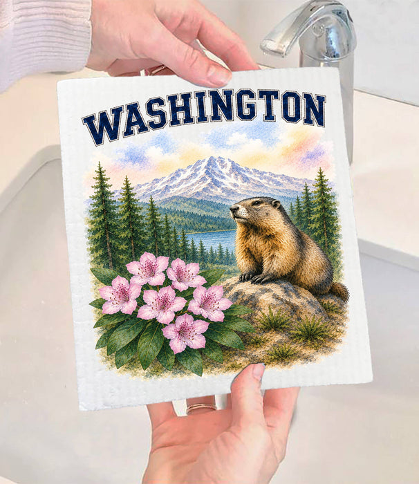 Washington State Bird and Animal Swedish Dishcloth