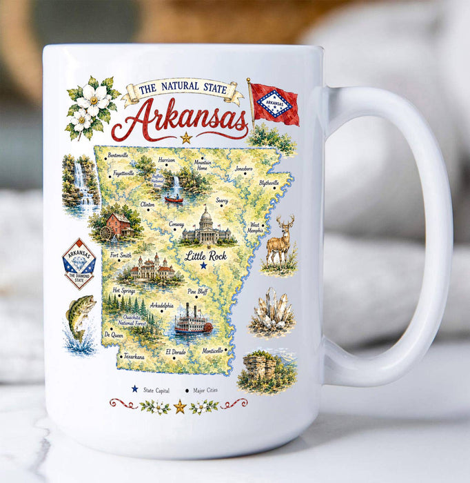 Arkansas State Map Landmark Coffee Mug