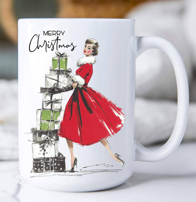 Retro Christmas 1950 Ladies Coffee Mug
